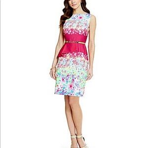 ANTONIO MELANI Tiago Floral Belted Peplum Dress